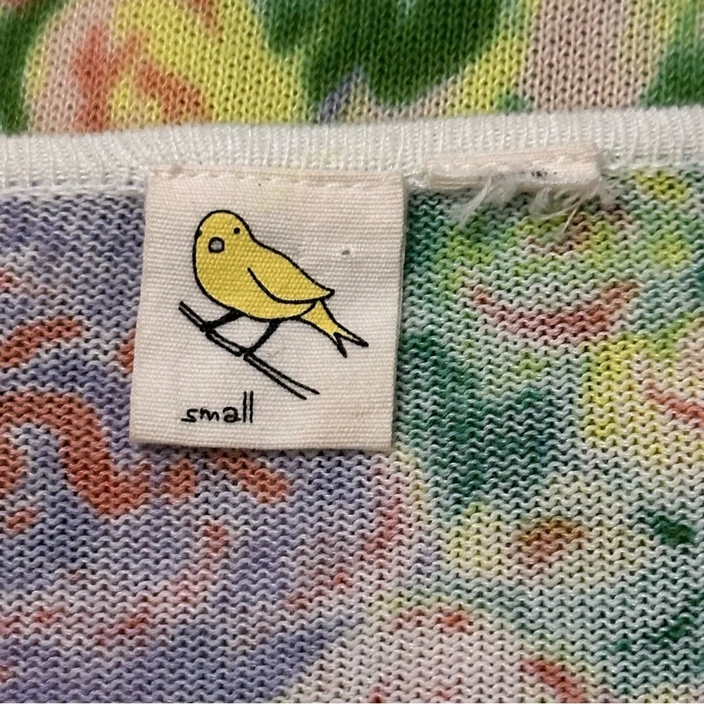 Anthropologie Yellow Bird Women’s S Colored Pencil Yellow Green Floral Cardigan - Picture 7 of 10